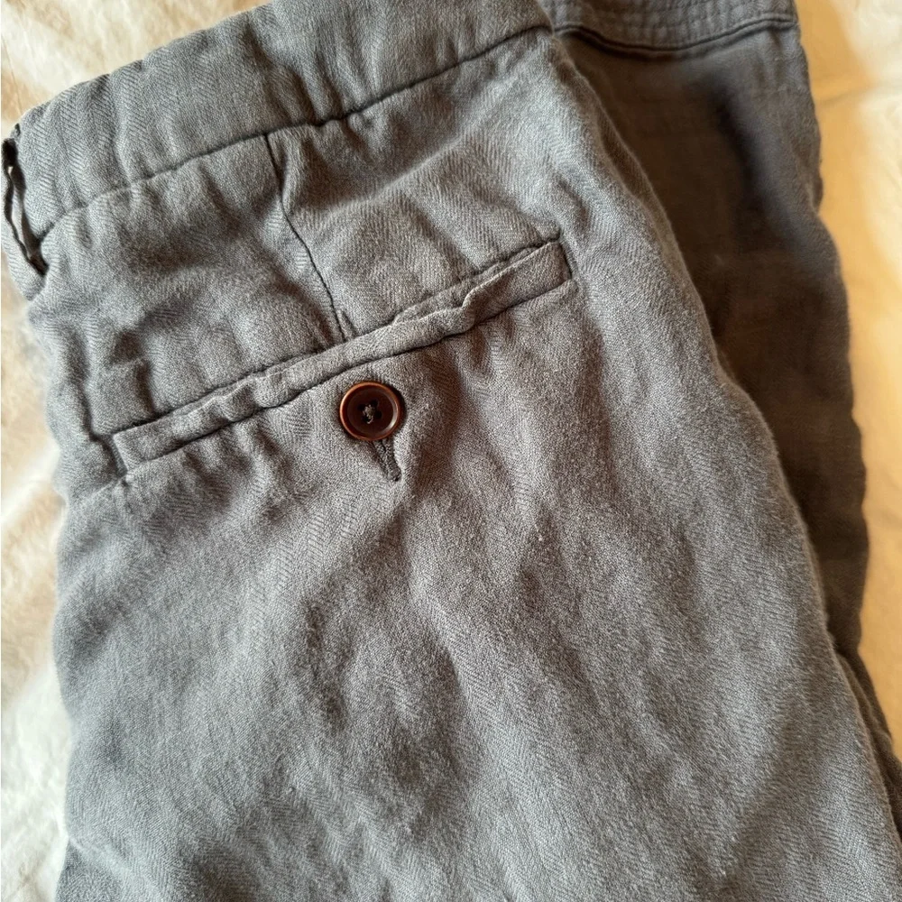 Abercrombie & Fitch Rustin Athletic Slim 100% Linen Pants Grey 30x30